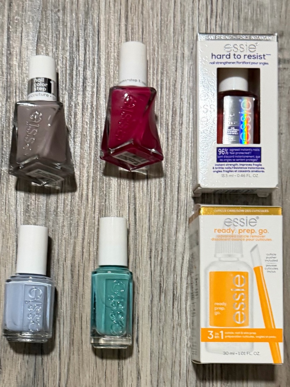 4 essie, 1 cuticle care and 1 nail strengthener